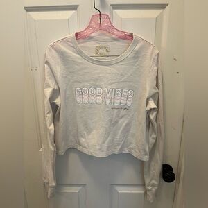 🙏🏾 EUC Spiritual Gangster “Good Vibes” Cropped L/S Top - Sz Large